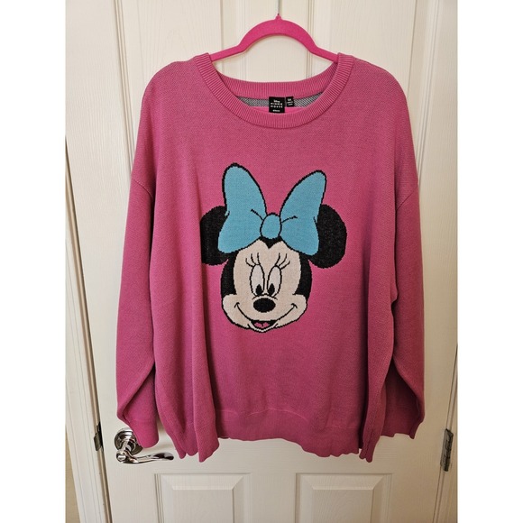 Disney Sweaters - NWT Disney Minnie Mouse Bow Hot Pink Knit Long Sleeve Sweater Crew Neck, Plus 3X